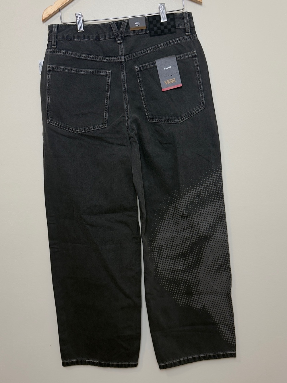 Vans Sirelle Black Graphic Baggy Jeans Size 29 Y2K Wide Leg Streetwear NWT - Picture 3 of 9